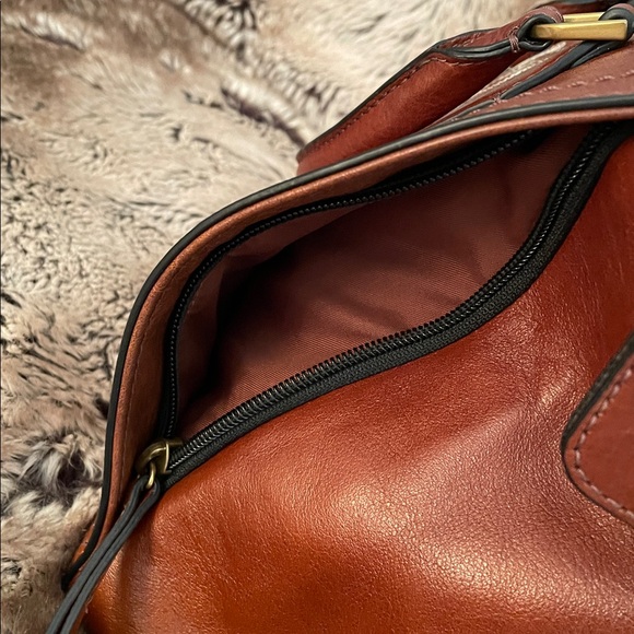 Fossil Parker embroidered leather brown satchel handbag - Picture 9 of 15